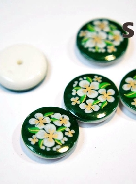 美国进口绿色小花宝石贴片[花T]耳环项链吊坠装饰DIY饰品材料13MM