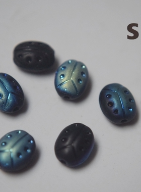 美国带回正反不同镀彩甲虫散珠装饰珠服饰手工材料【蓝色】