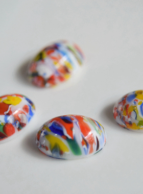 美国年代久远琉璃宝石10x14mm梵高油画色彩不一随机发介意慎拍[杂