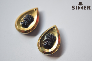 美国进口1960s古董琉璃12x18mm水滴卡梅奥项链吊坠饰品配件【人像