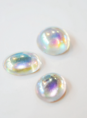 美国进口古董火彩白色琉璃宝石多尺寸手作材料饰品配件【炫彩】