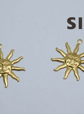 美国进口欧洲图腾太阳神吊坠新娘头饰主题饰品手作材料纯铜【人物