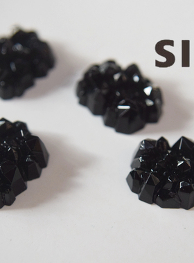 进口黑色不规则仿晶簇琉璃约16*14长方装饰贴片手作配饰材料【杂