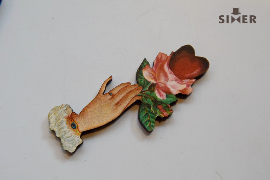 美国进口优雅复古唯美玫瑰爱心手装饰木质贴片手账拍摄道具