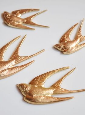 美国进口 小号雨燕厚实纯铜飞翔的燕子 手作 手工 DIY 铜配件 A】