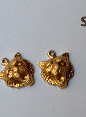 美国进口手作材料厚实虎头吊坠纯铜配件打火机饰品装饰【动物头】