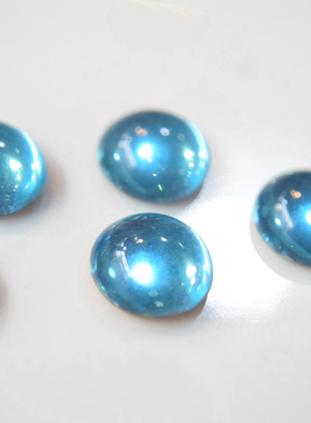 美国进口天蓝色琉璃11mm圆形光面宝石贴片手作饰品配件 【蓝】