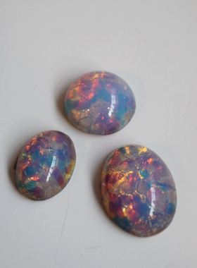 美国进口 人造多彩粉色欧泊宝石多尺寸手作素材DIY 配件【欧泊；C