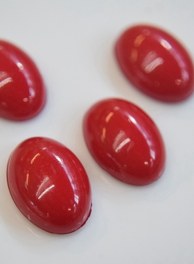 美国进口红色13x18mm椭圆装饰贴片树脂材料手作饰品配件【D1】