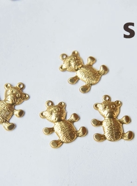 进口古董纯铜玩偶熊吊环贴片手工配件可爱【小物】DIY手作饰品