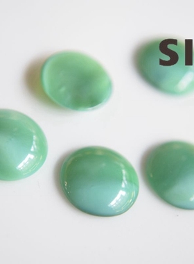 美国进口绿色晕染猫眼10mm圆形琉璃贴片手作饰品首饰配件【绿】