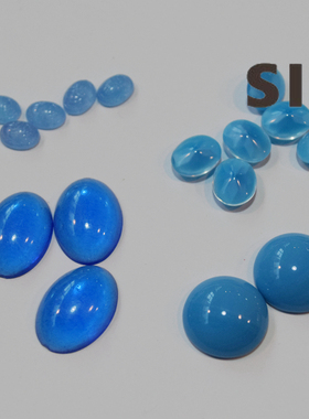 美国进口 【蓝色】系多尺寸古董宝石贴片通透猫眼感DIY饰品配件