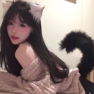 猫耳尾巴套装可爱小猫cos配饰声控遥控仿真尾巴猫咪耳朵发箍头饰