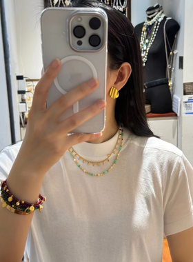 小众设计款天然白贝和澳洲玉项链女时尚气质百搭优雅知性简约轻奢