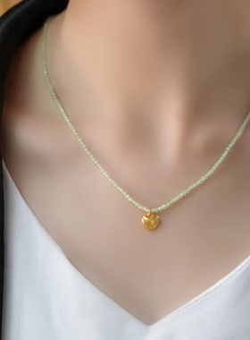 小众设计款爱心葡萄石项链