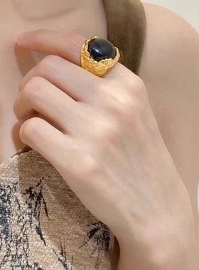 小众设计天然虎眼石戒指