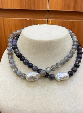 小众设计款天然石串珠项链女时尚气质百搭优雅知性复古简约轻奢风