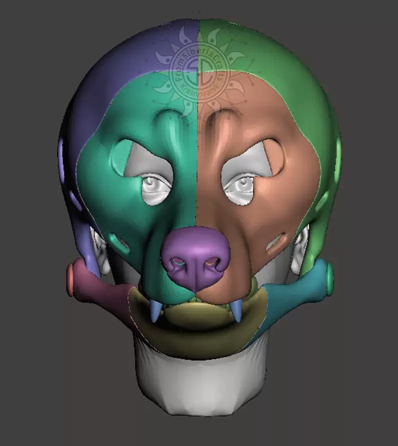 Моделирование 3D печати череп волка костюм фурри создание персонализированный волк фурри пёс