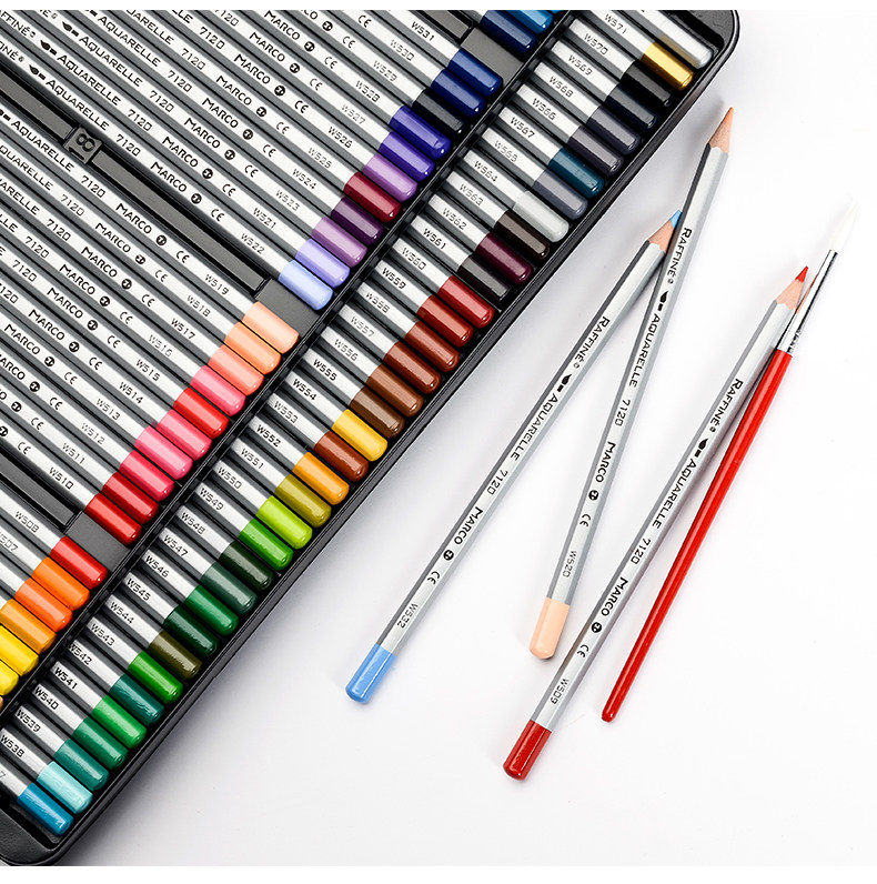 marco马可48色水溶彩铅铁盒套装36色专业学生用初学者24色马克美术