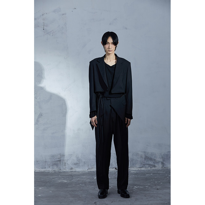 VAPOURBLUE ORIGINAL BLACK CHINESE SUIT SPRING MENS AND WOMENS STITCHING DESIGN SENSE NICHE HEMP SUIT JACKET