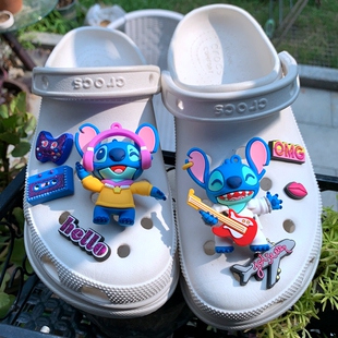 CROCS鞋花鞋扣3D史迪仔洞洞鞋装饰花立体滑板音乐史迪奇鞋花套装