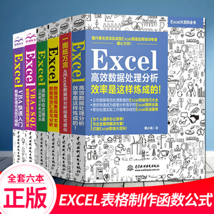 全套6本 正版 excel表格制作函数公式 Excel数据透视表应用大全 办公****教程书 excel数据处理 excel教程书籍 excel之光