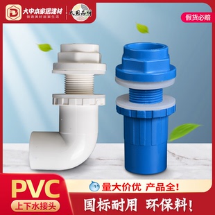 鱼缸上下水接弯头直通塑料PVC给水管配水族溢流加长内外丝牙螺纹