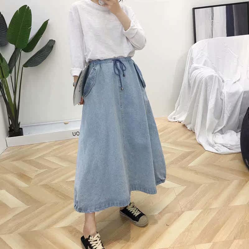 Denim skirt skirt Spring and summer 2019 new pattern Korean Edition summer student Paige Large Skirt longuettein the Women's clothing/Boutique , Skirts  category - from Buy2taobao.com to provide professional Taobao agent buy service