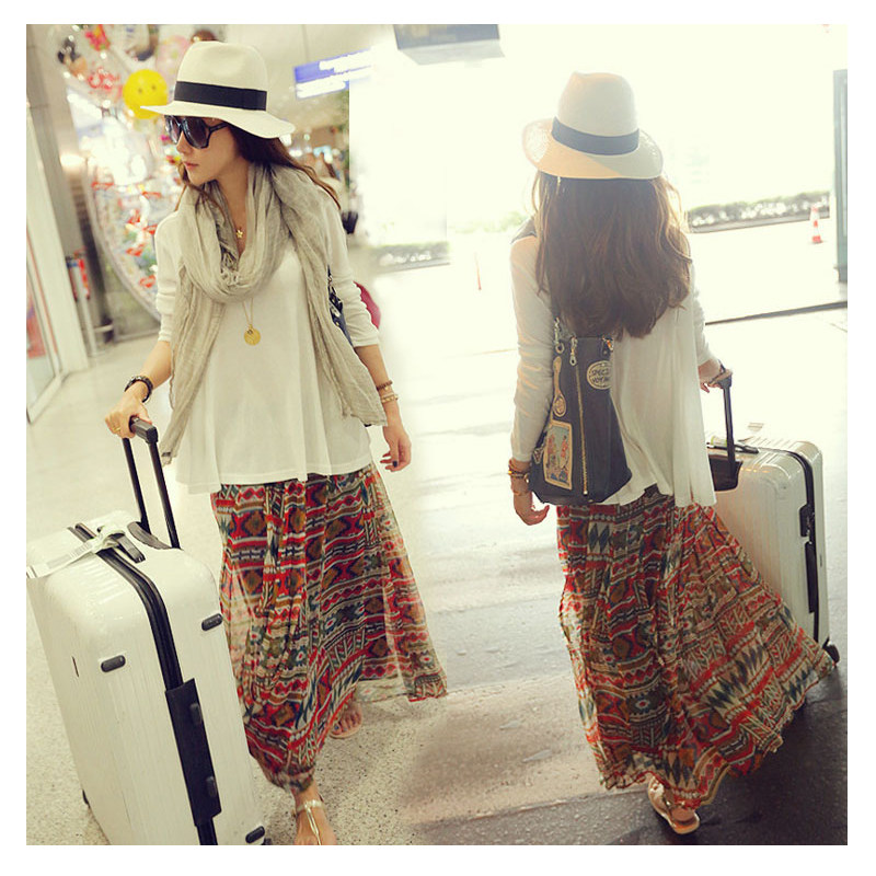 Spring and summer Chiffon longuette fairy Korean Edition Paige Bohemian skirt Pleated skirt Long Body skirtin the Women's clothing/Boutique , Skirts  category - from Buy2taobao.com to provide professional Taobao agent buy service