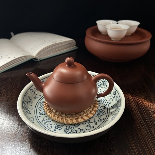 壶承小盘陶瓷釉下彩复古干泡台