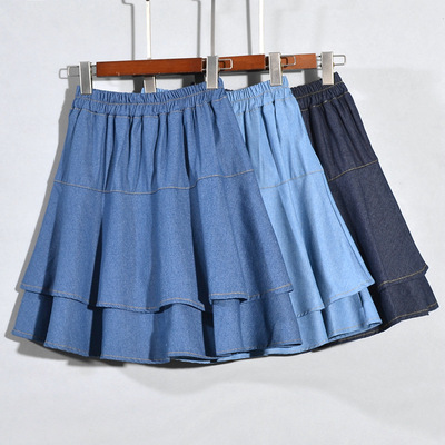 高腰显瘦大摆a字蛋糕牛仔裙