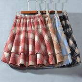 秋季 半裙 毛呢蛋糕裙安全裤 短裙子a字格子半身裙女2025新款 秋冬款