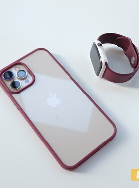 小彩块 梅子色iPhone12 ProMax 全包抗摔减震手机壳 透明硬质背板