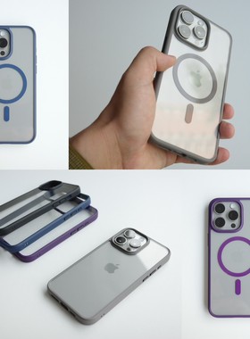 小彩块 全包防摔手机壳 软胶边+透明硬塑料背板 适用于 iPhone15ProMax 可选MagSafe版