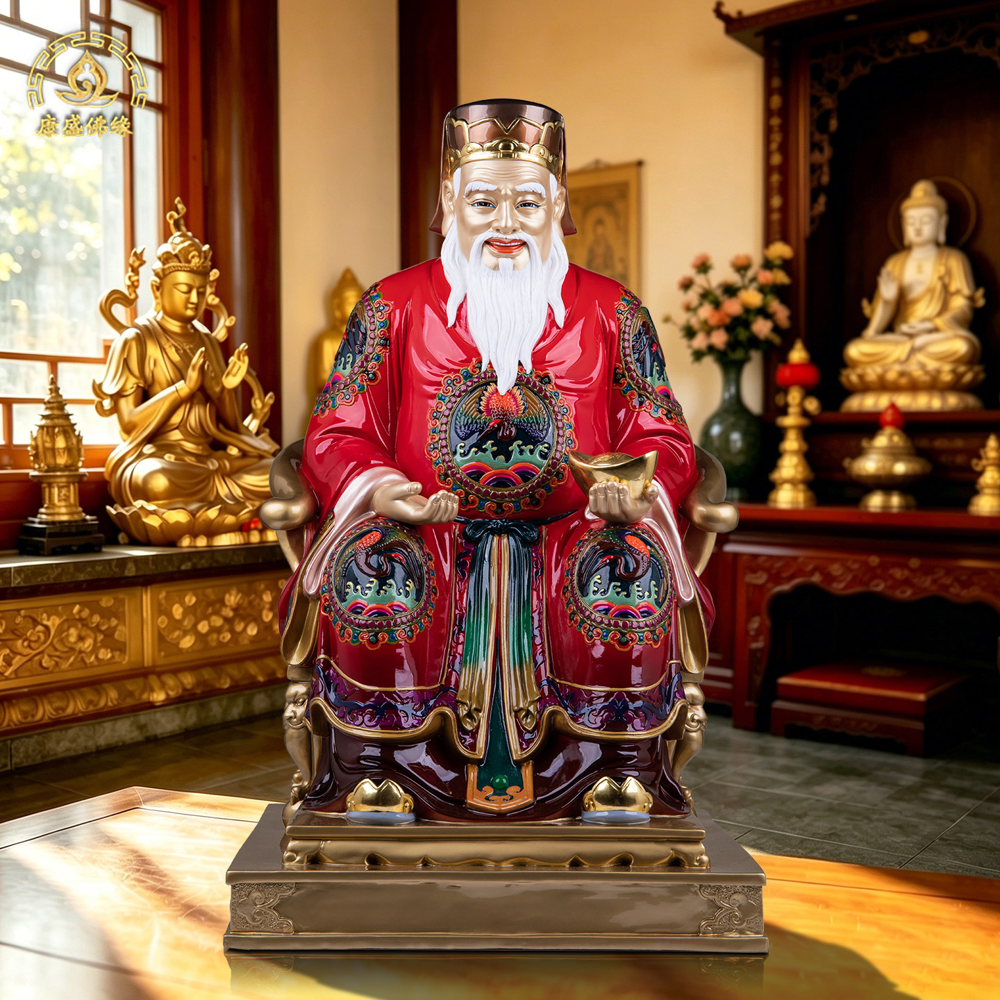 新款土地公神像黄铜福德正神财神财神爷居家供奉家用工艺品摆件