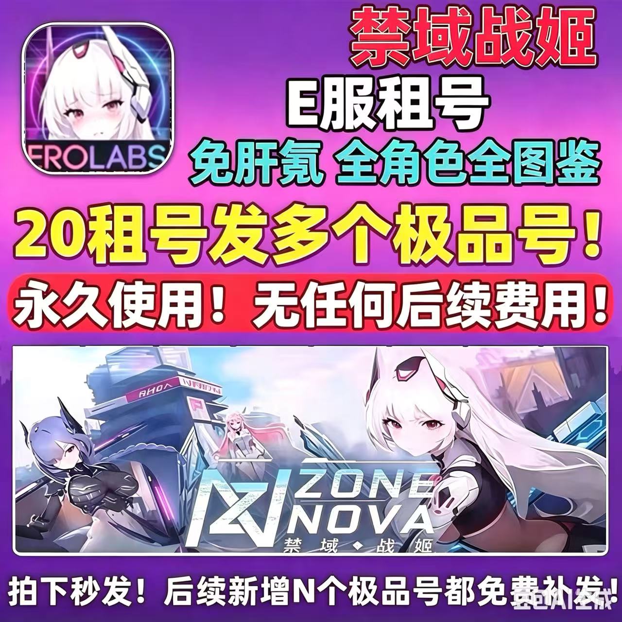 E服/禁域战姬20发多个号永久使用!/全CG解锁!全角色/不是自抽