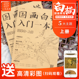 一线美誉 国画白描入门一本通描摹本上册 工笔画植物中国底稿零基础书临摹自学毛笔宋画手绘梅兰竹菊写意美术绘画教学教程教材