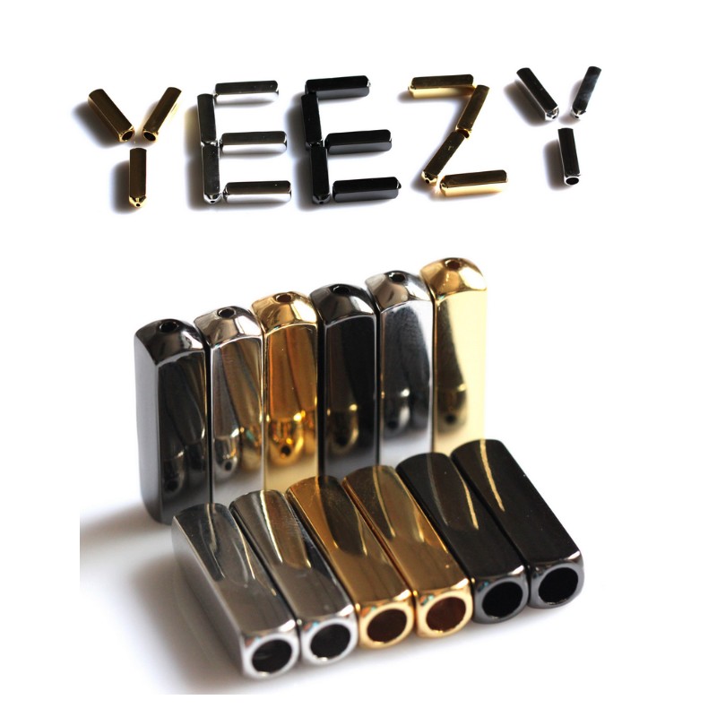 送鞋带免费安装适配椰子YEEZY2鞋带金属头镜面高温电镀金属鞋带头