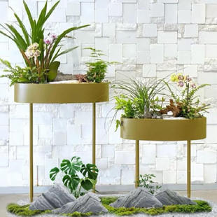 花架北欧风格 轻奢绿萝爬藤架摆件 阳台客厅铁艺绿植花盆单个落地式