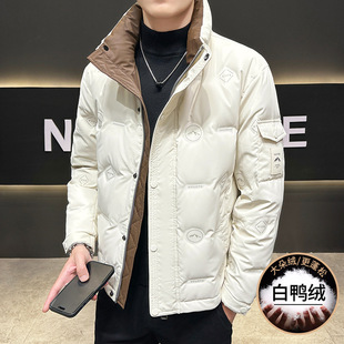 智快鱼官方旗舰店男装木三福高品质冬季白鸭绒羽绒服2025冬装新款