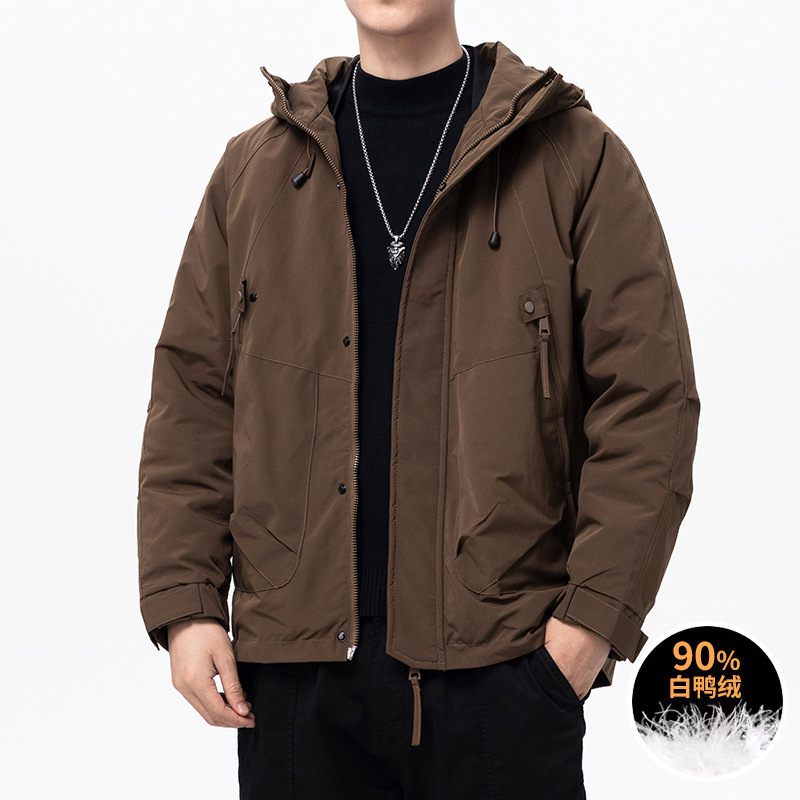 智快鱼旗舰官方店男装木三福羽绒服2025年冬季新款连帽男宽松大码