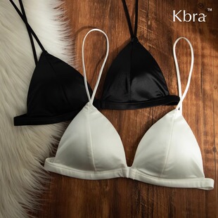 丝光棉法式三角杯内衣女小胸聚拢细肩带挂脖交叉美背薄款白色文胸