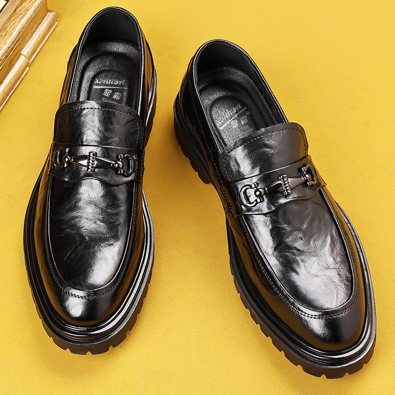 男士一脚蹬皮鞋男软底商务正装英伦冬季百搭休闲乐福2025新款男鞋