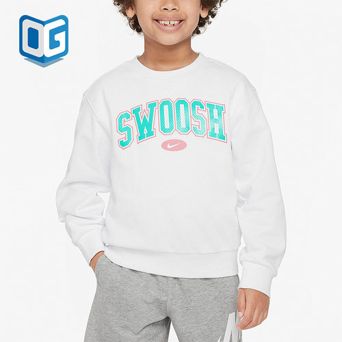 耐克小童字母印花运动圆领卫衣