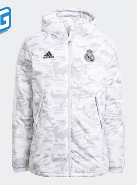 Adidas/阿迪达斯正品男子足球运动印花保暖棉服外套GL0044