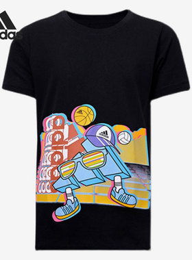 Adidas/阿迪达斯正品2022夏季卡通动漫小童运动休闲短袖T恤HE0027