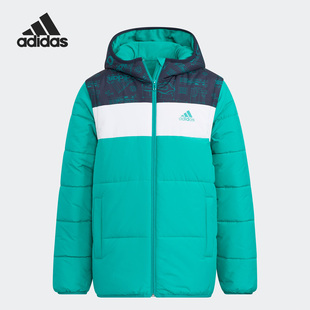 新款 Adidas 阿迪达斯正品 冬季 大童运动休闲连帽棉服HY0557
