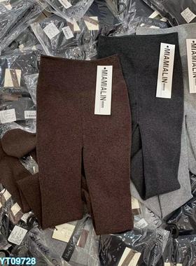 米娅728冬加绒加厚灰色保暖打底裤防勾丝连裤袜女竖条纹显瘦显长