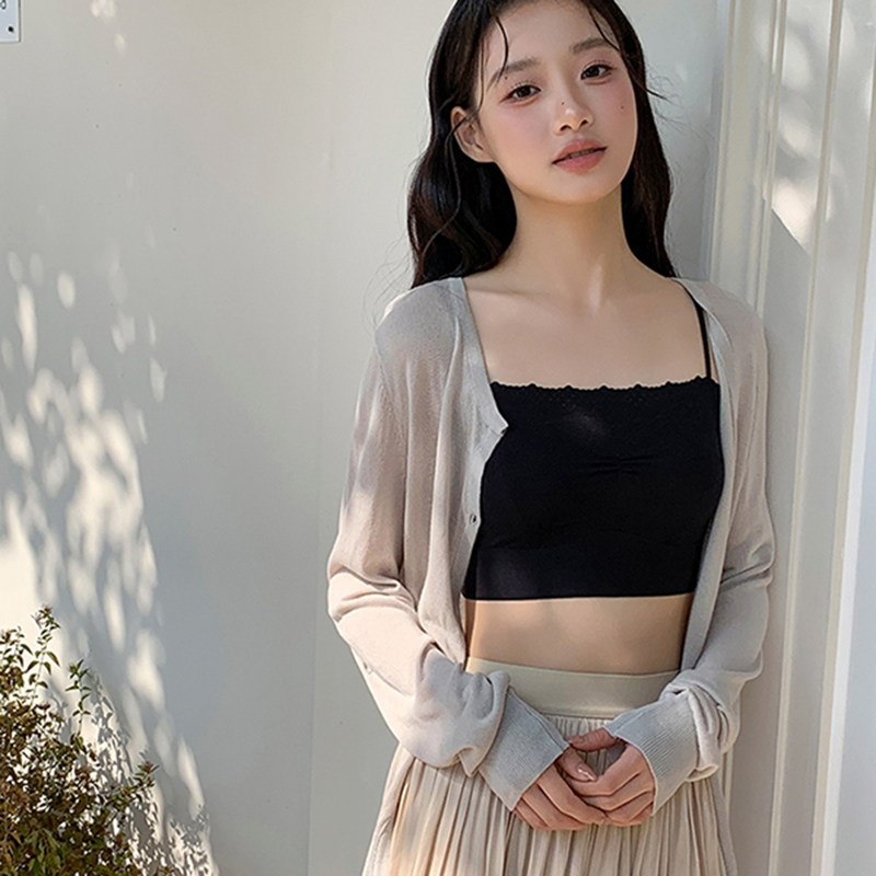 细肩带碎花边美背显瘦百搭小吊带