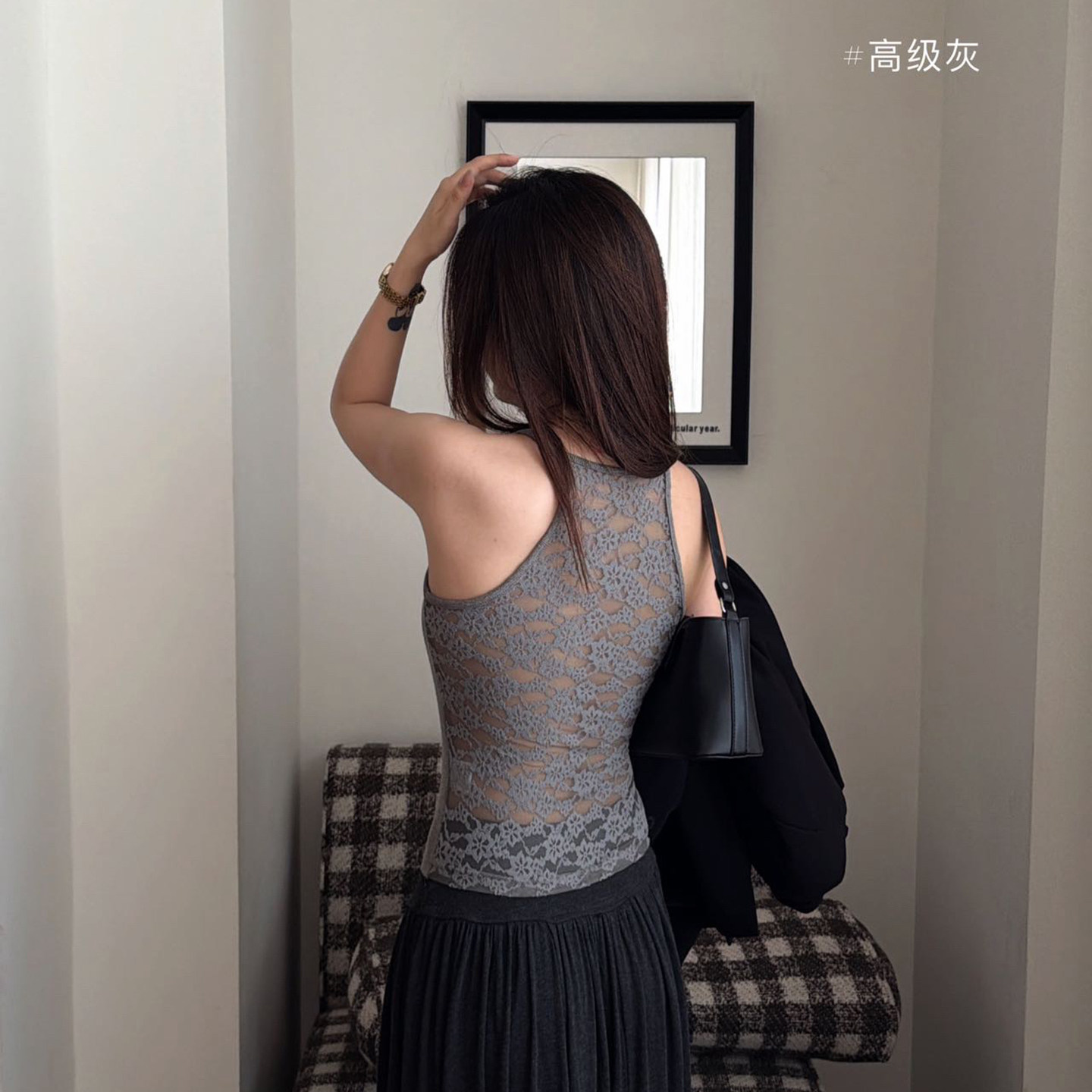 女美背性感后背拼接镂空蕾丝吊带